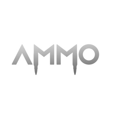 Logo de la marque "AMMO" avec un design stylisé en lettres grises.